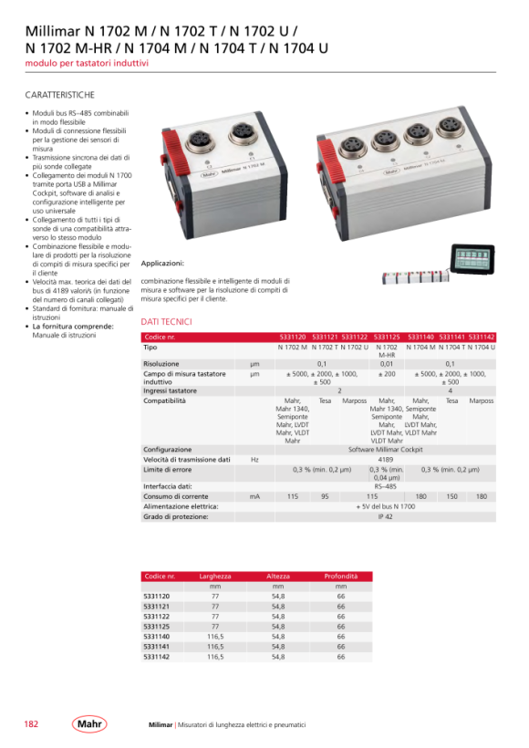 Mahr Millimar N 1704 T Modul for 4 ind. Probes w.c. 5331141