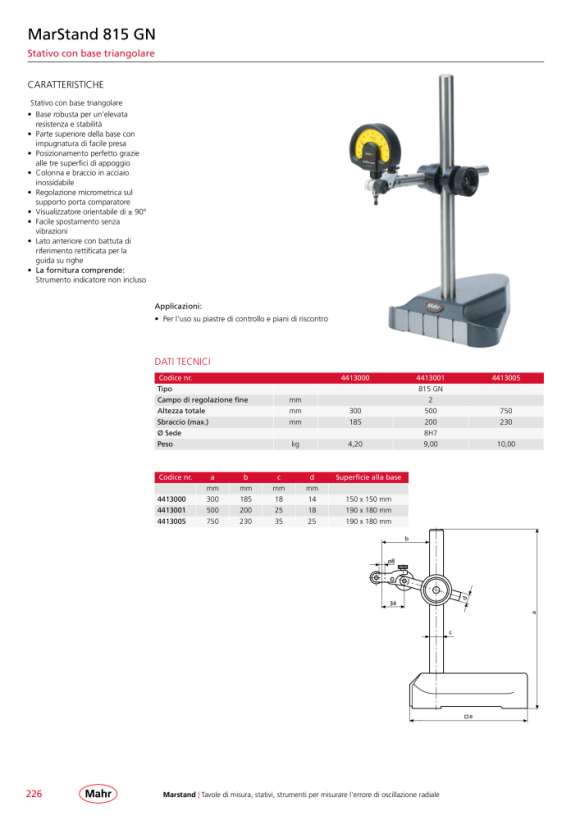 Mahr 815 Stativo di misura GN con base triangolare 500 mm 4413001