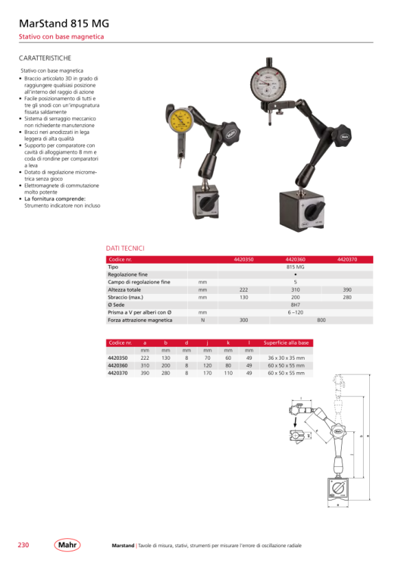 Mahr 815 Stativo snodato di misurazione MF 3D, raggio d’azione 287 mm 4420387