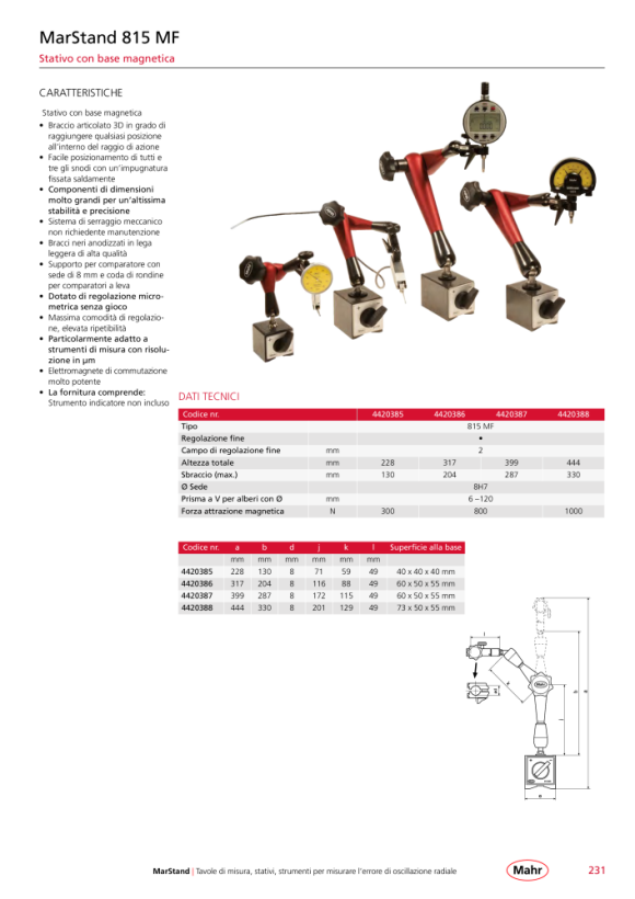 Mahr 815 Stativo snodato di misurazione MF 3D, raggio d’azione 287 mm 4420387