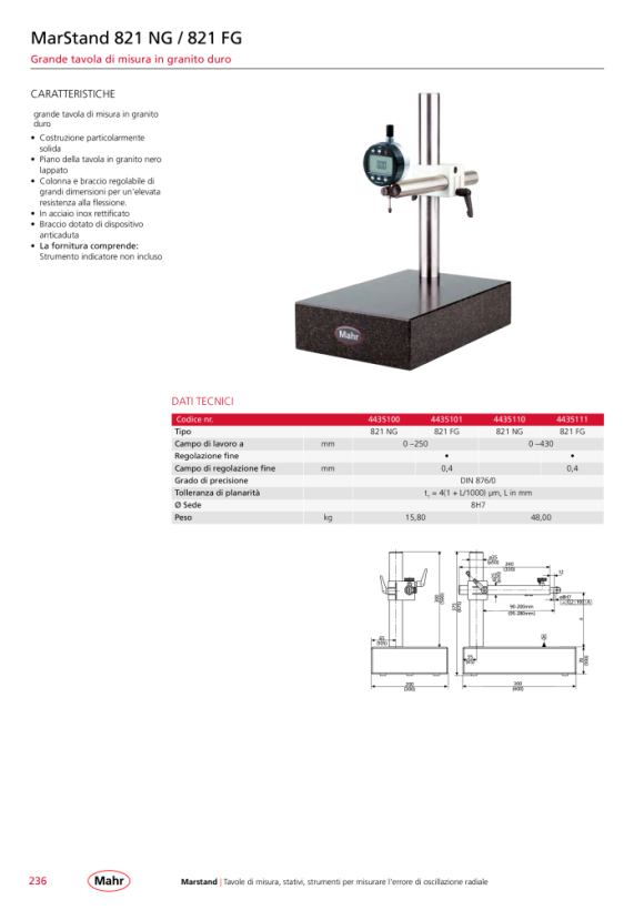 Mahr 821 NG Comp. Stand 0-430 mm gran.plate 400x300mm Ø 8H7 w.c 4435110