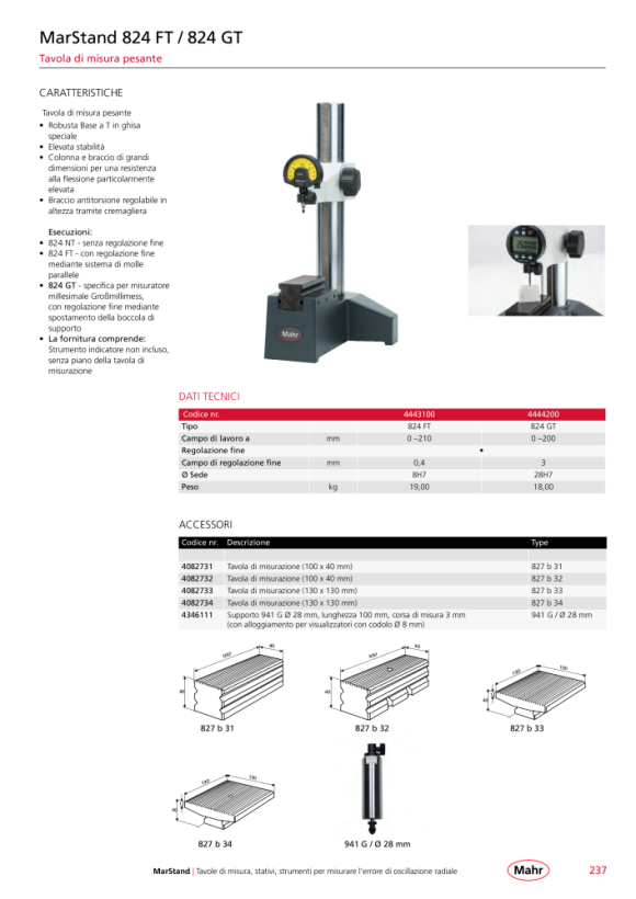 Mahr 821 NG Comp. Stand 0-430 mm gran.plate 400x300mm Ø 8H7 w.c 4435110