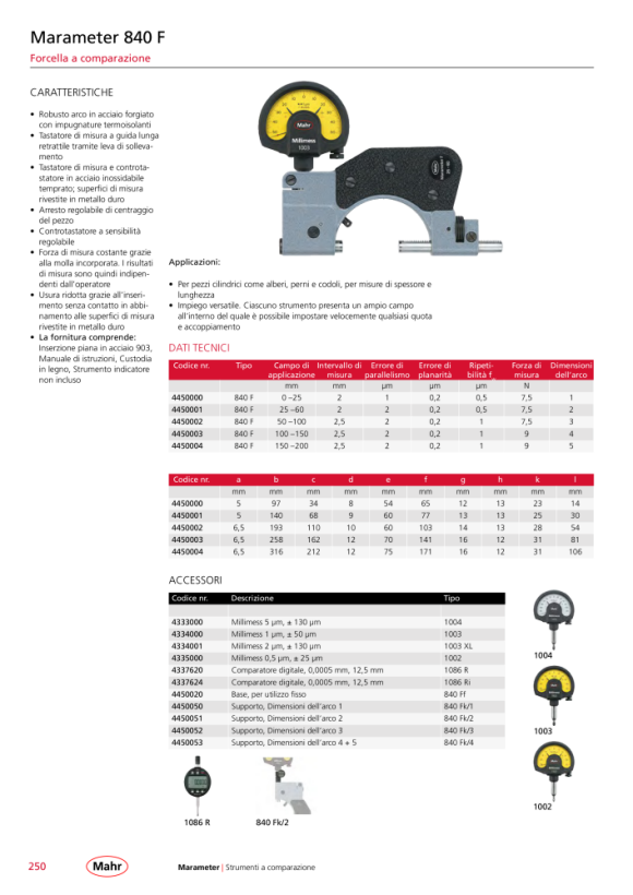 Mahr 840 F Indicating snap gage 50-100 mm/2 - 4” in case w.c. 4450002