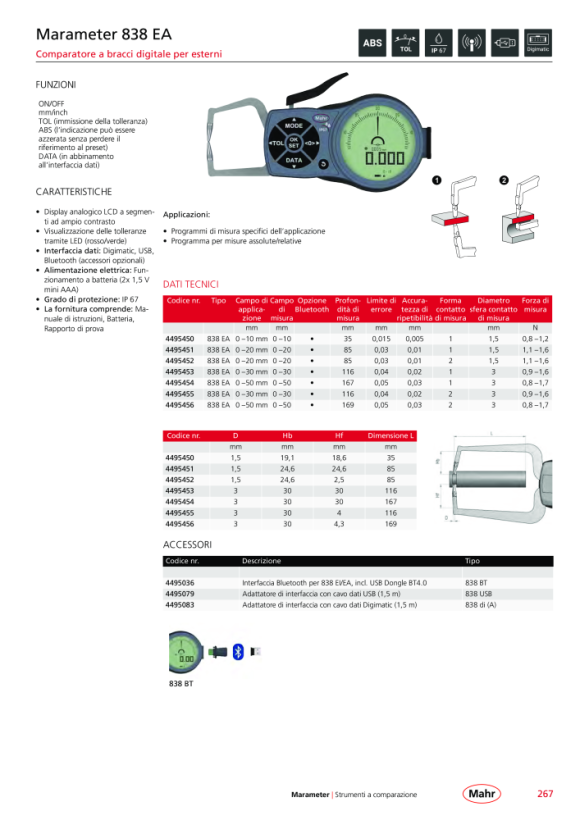 Mahr 838 TA Outs.Meas.Gage 0-50 mm res 0,05mm max.dep.169mm w.c. 4495556