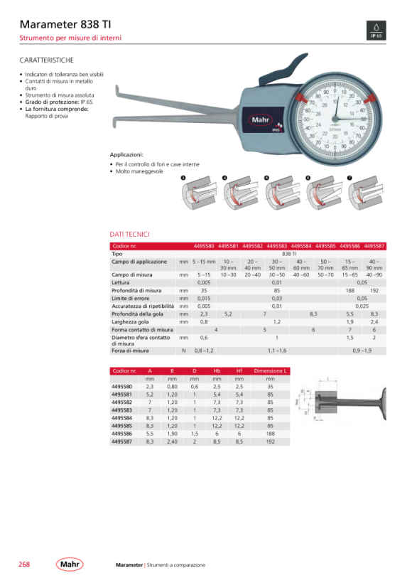 Mahr 838 TI Ins.Meas.Gage 5-15 mm res 0,005mm max.dep.35mm w.c. 4495580