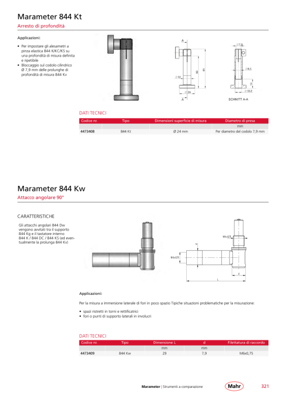 Mahr Prolunga di profondità 844Kv, lunghezza 250mm, M6 x 0,75 4473407