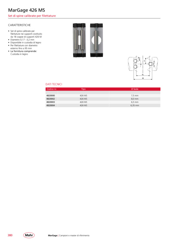 Mahr 426 MS Holder pair setmetric 18 pc. mounting-Ø 6,35 mm w.c. 4820004