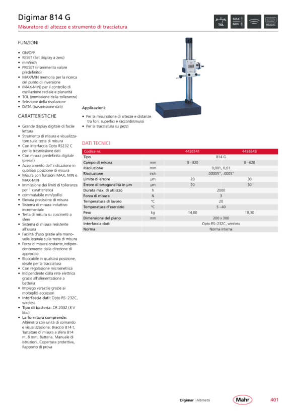 Mahr 817 Supporto CI-on con filettatura di collegamento M 2,5 4426434