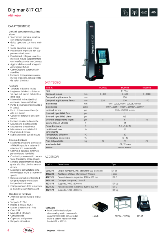 Mahr 817 h4 supporto per inserti di misura, 817CLM/Stand K4/30.K10/100Ø8mm 4429220