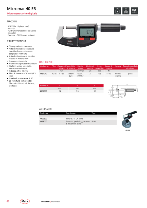 Mahr 40 EWR Digital Micrometer 25-50mm/1-2” w.c. 4157012