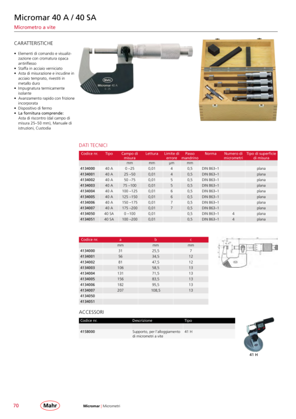 Mahr 40 A Micrometer 150-175 mm res. 0,01 mm w.c. 4134006
