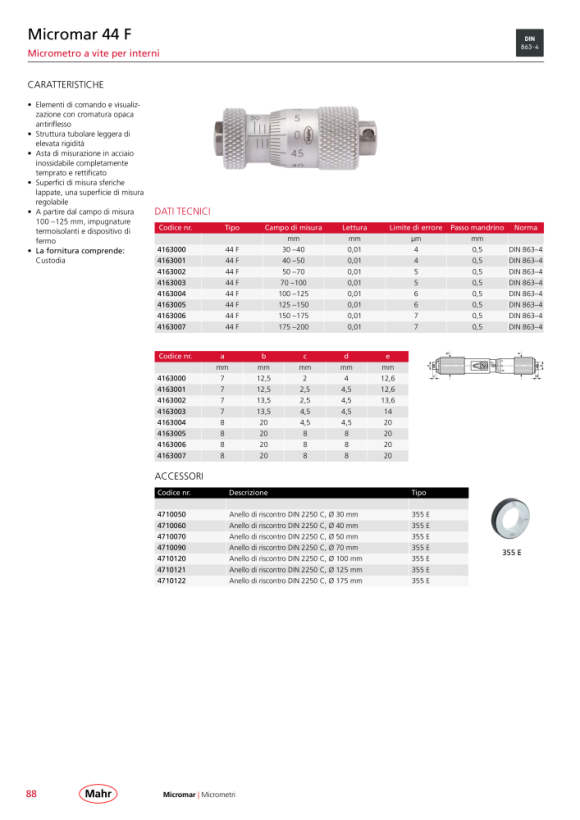 Mahr 44 FInside Micrometer 100-125 mm w.c. 4163004