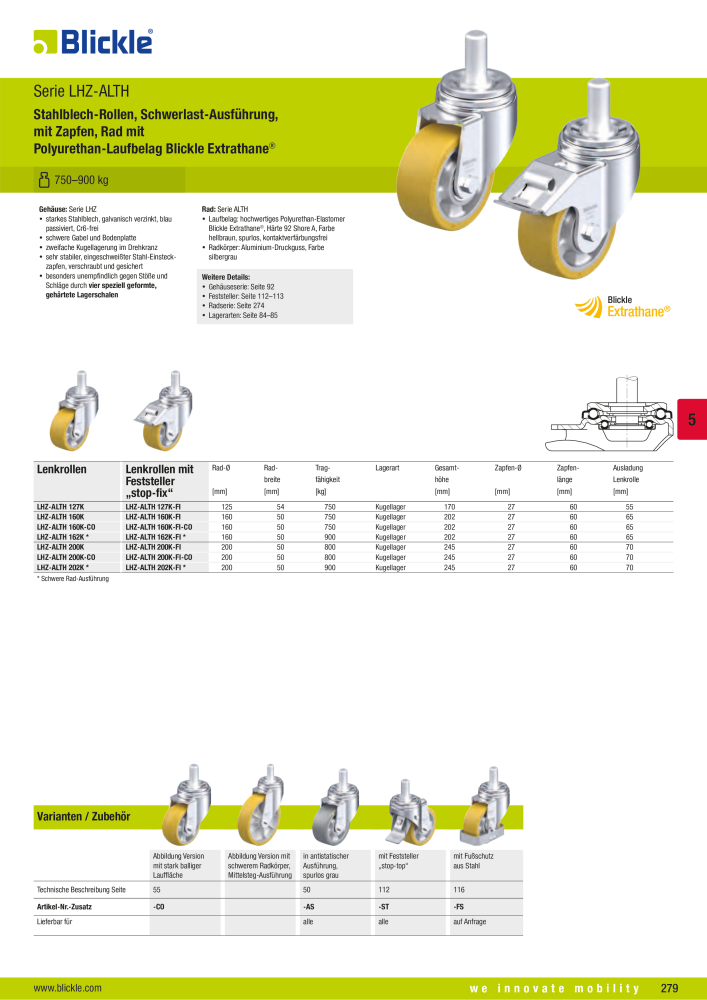BLICKLE - Räder und Rollen mit Polyurethan-Laufbelag NO.: 20523 - Page 25