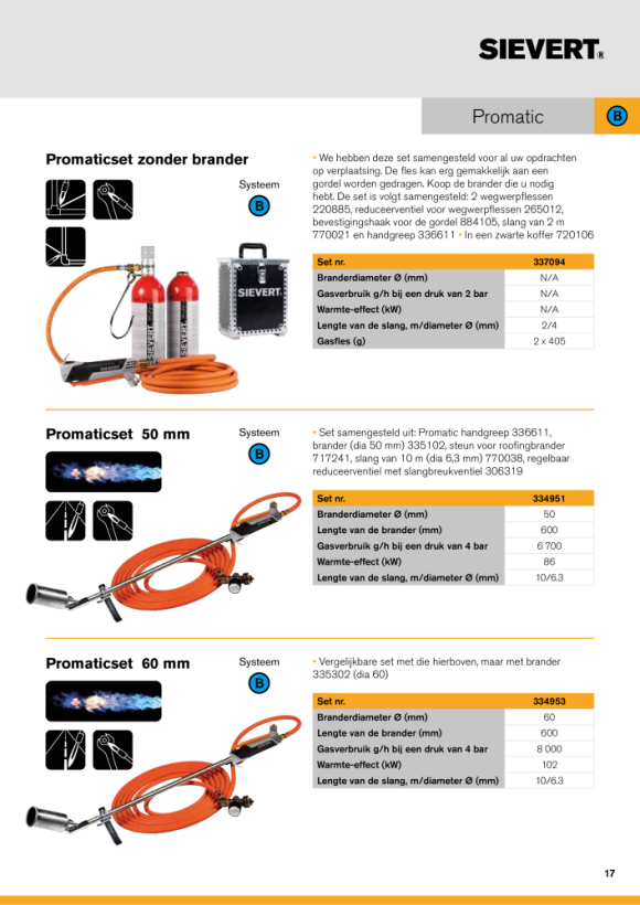 Sievert Promatic Aufschweißbrenner Ø 60 mm - Länge 600 mm 335302