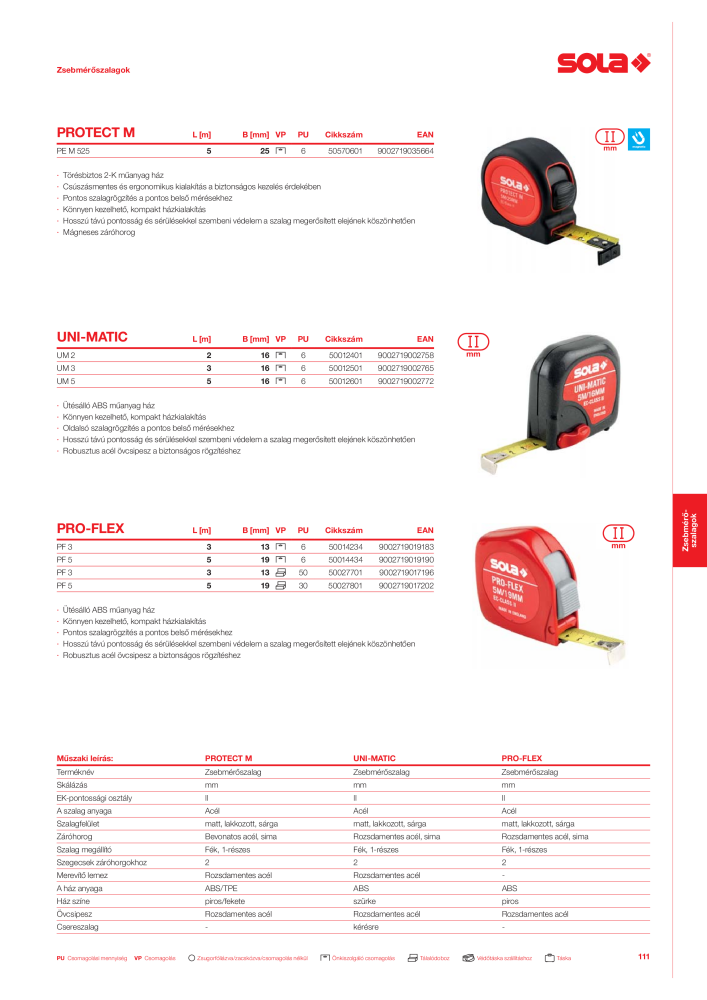 SOLA mérőeszközök főkatalógusa NR.: 20568 - Strona 113