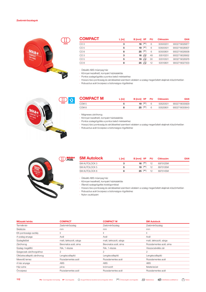 SOLA mérőeszközök főkatalógusa Nº: 20568 - Página 114