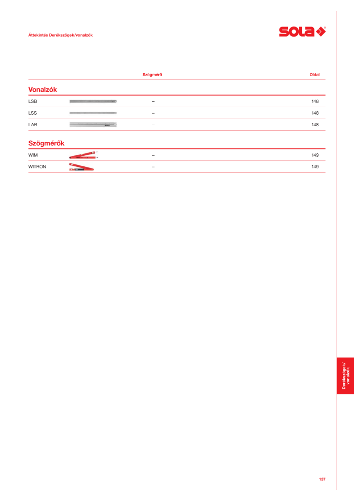 SOLA mérőeszközök főkatalógusa NO.: 20568 - Page 139