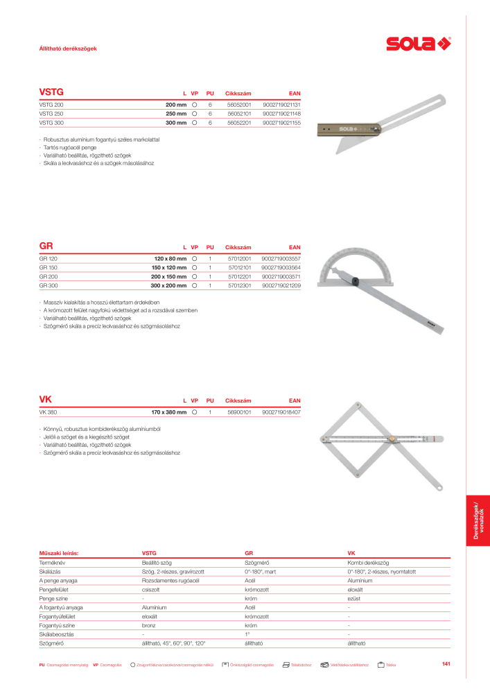 SOLA mérőeszközök főkatalógusa NR.: 20568 - Strona 143