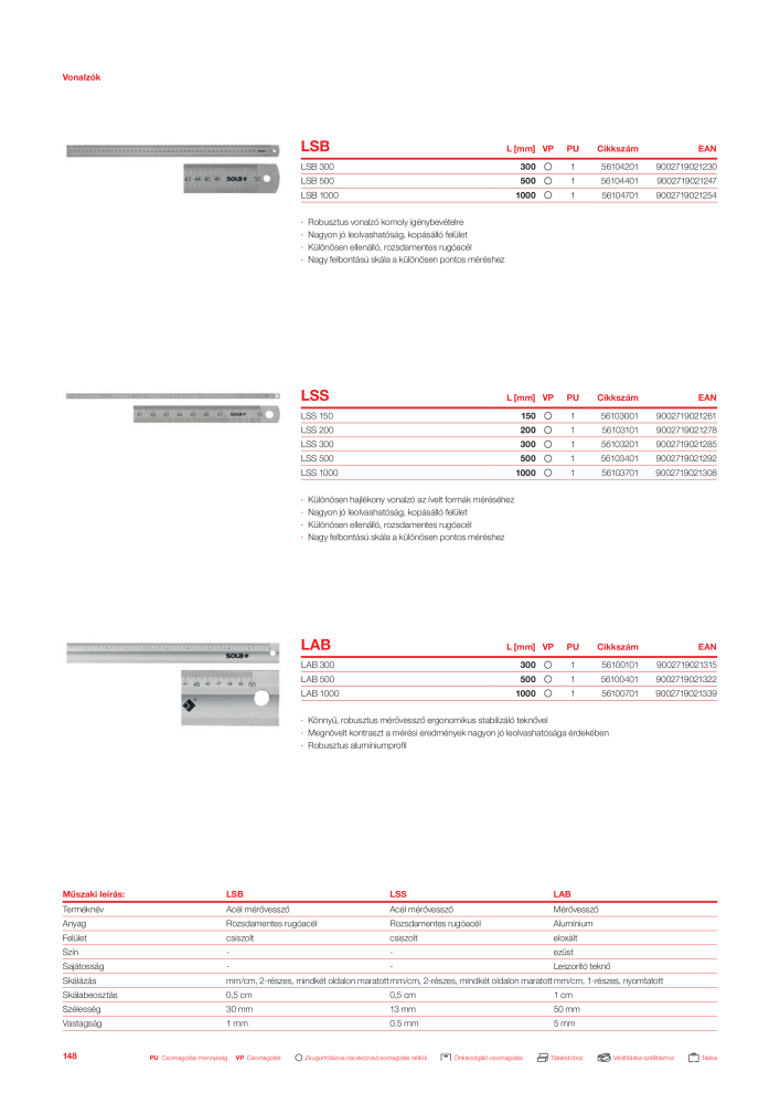 SOLA mérőeszközök főkatalógusa Nº: 20568 - Página 150