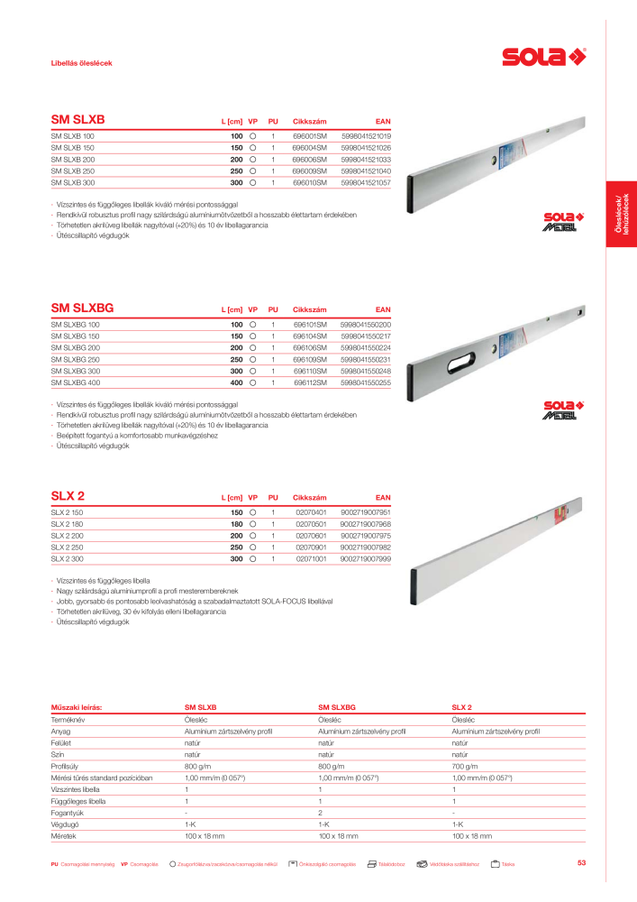 SOLA mérőeszközök főkatalógusa Nº: 20568 - Página 55