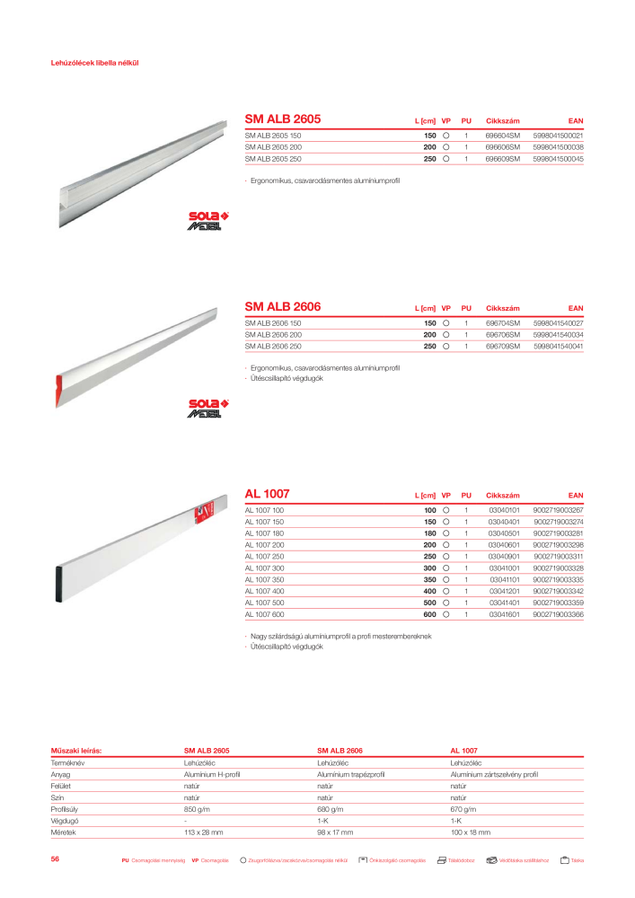 SOLA mérőeszközök főkatalógusa Nº: 20568 - Página 58