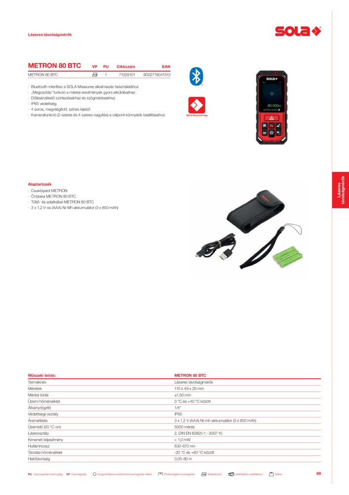 SOLA mérőeszközök főkatalógusa Nº: 20568 - Página 91