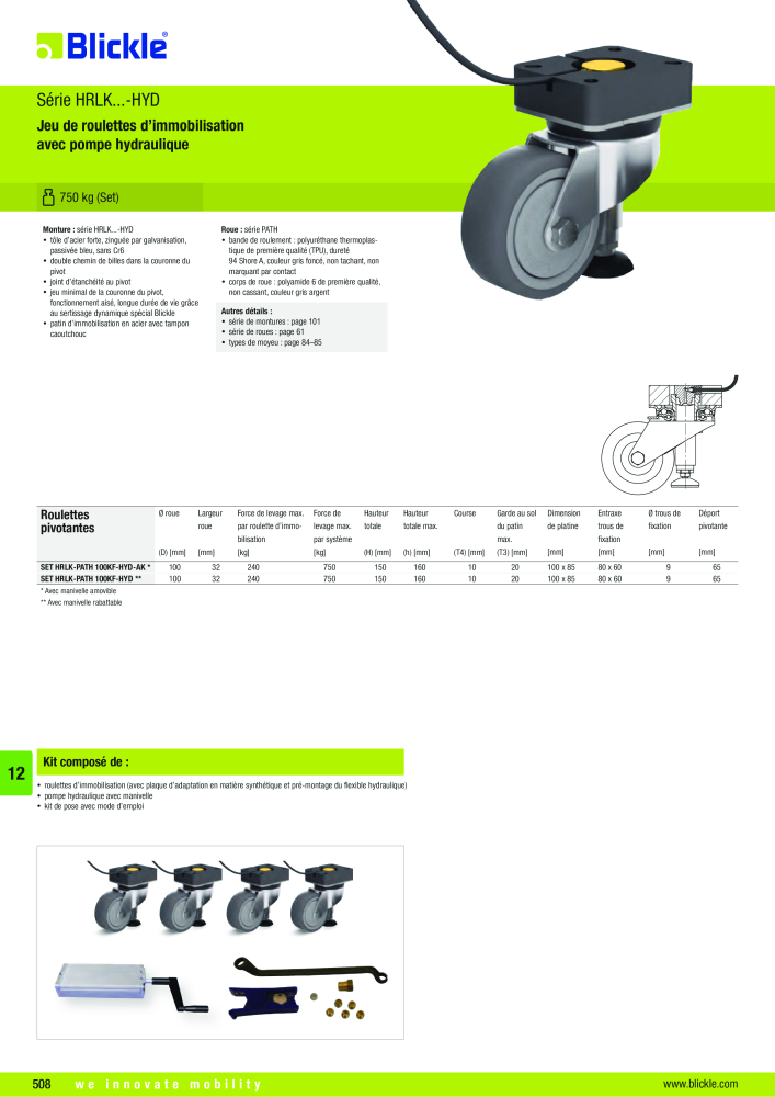 BLICKLE - Roulettes compactes et d’immobilisation Nb. : 20648 - Page 18