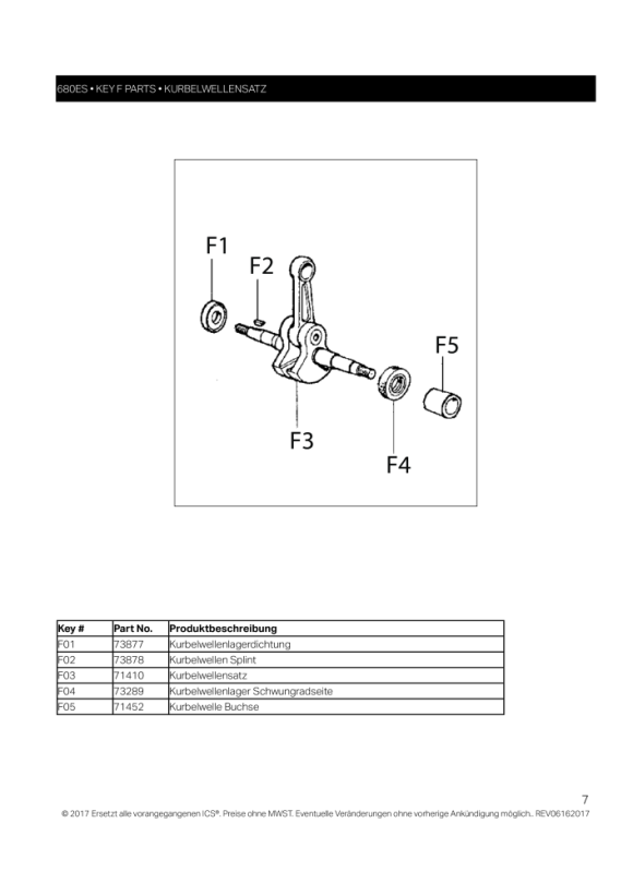 ICS CRANKSHAFT FLYWHEEL WOODRUFF KEY 73878