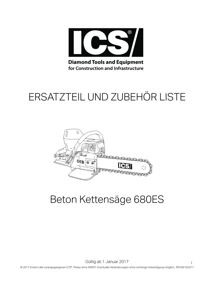 Ersatzteil und Zubehör Liste Betonkettensäge 680ES n.: 2067