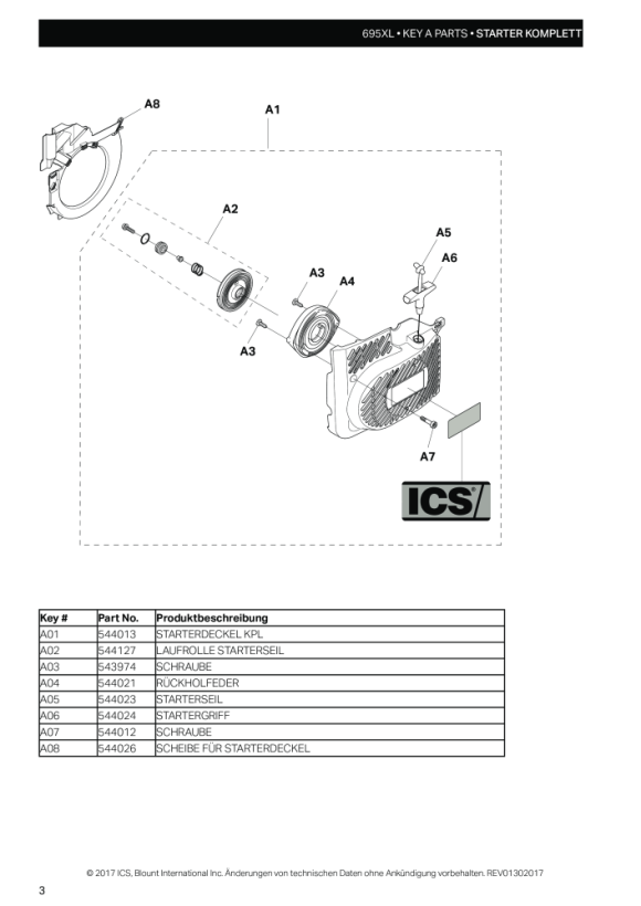 ICS STARTER PULLEY KIT, 695 544127