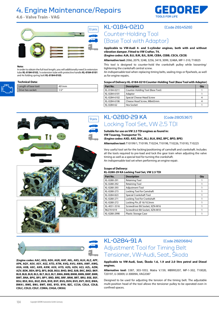 Gedore Specialty tools catalogue NR.: 20811 - Strona 104