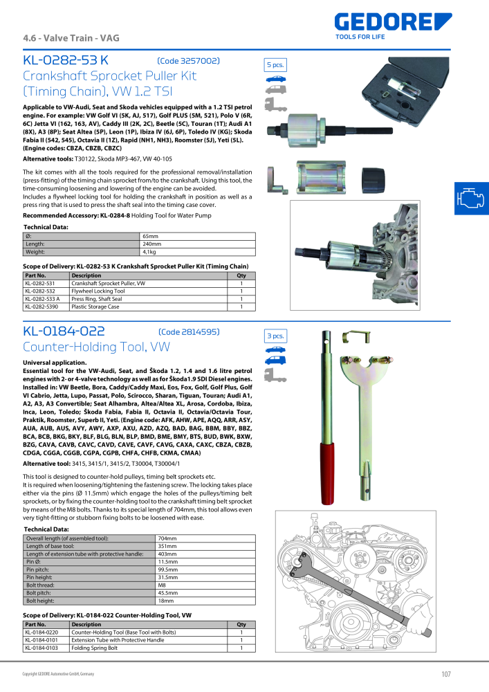 Gedore Specialty tools catalogue NO.: 20811 - Page 107