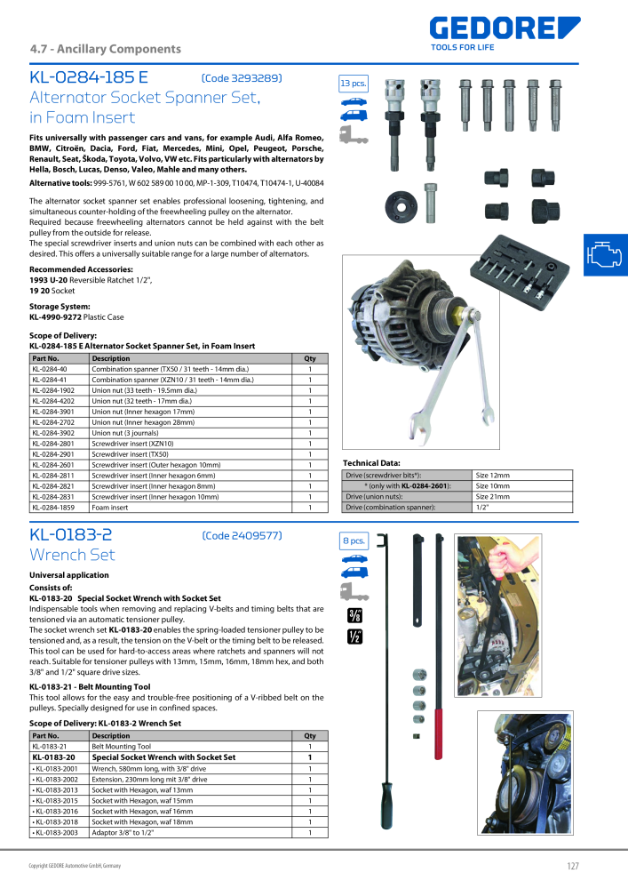 Gedore Specialty tools catalogue n.: 20811 - Pagina 127