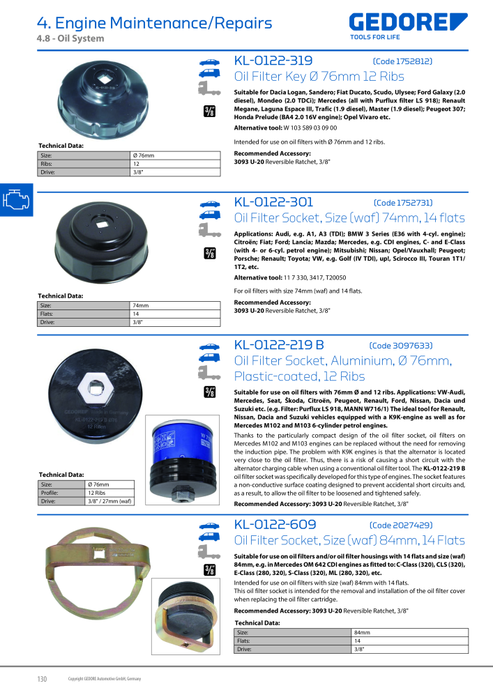 Gedore Specialty tools catalogue NEJ.: 20811 - Sida 130