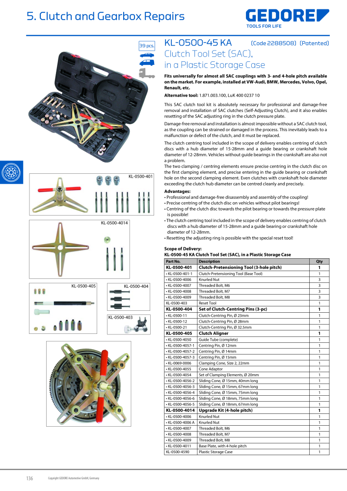 Gedore Specialty tools catalogue Nº: 20811 - Página 136