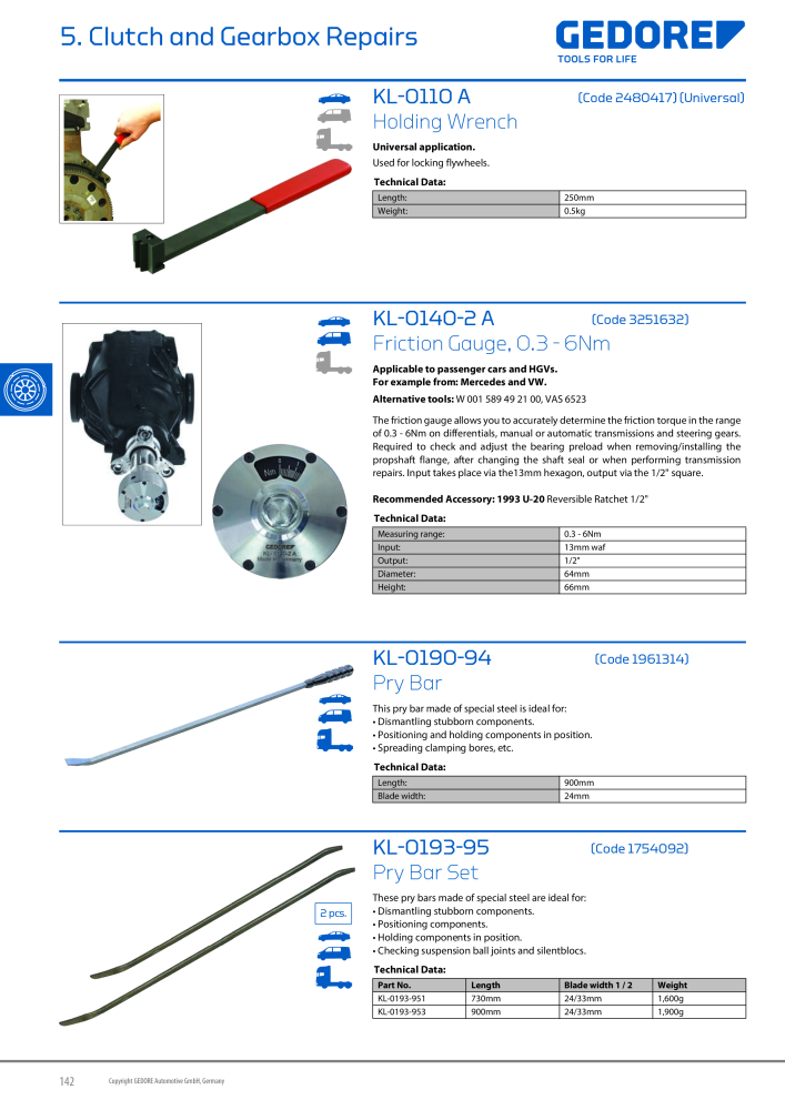 Gedore Specialty tools catalogue NR.: 20811 - Side 142