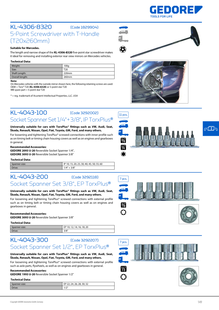 Gedore Specialty tools catalogue NO.: 20811 - Page 149