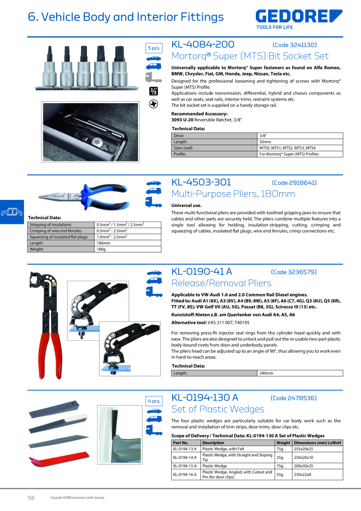 Gedore Specialty tools catalogue NR.: 20811 - Strona 150