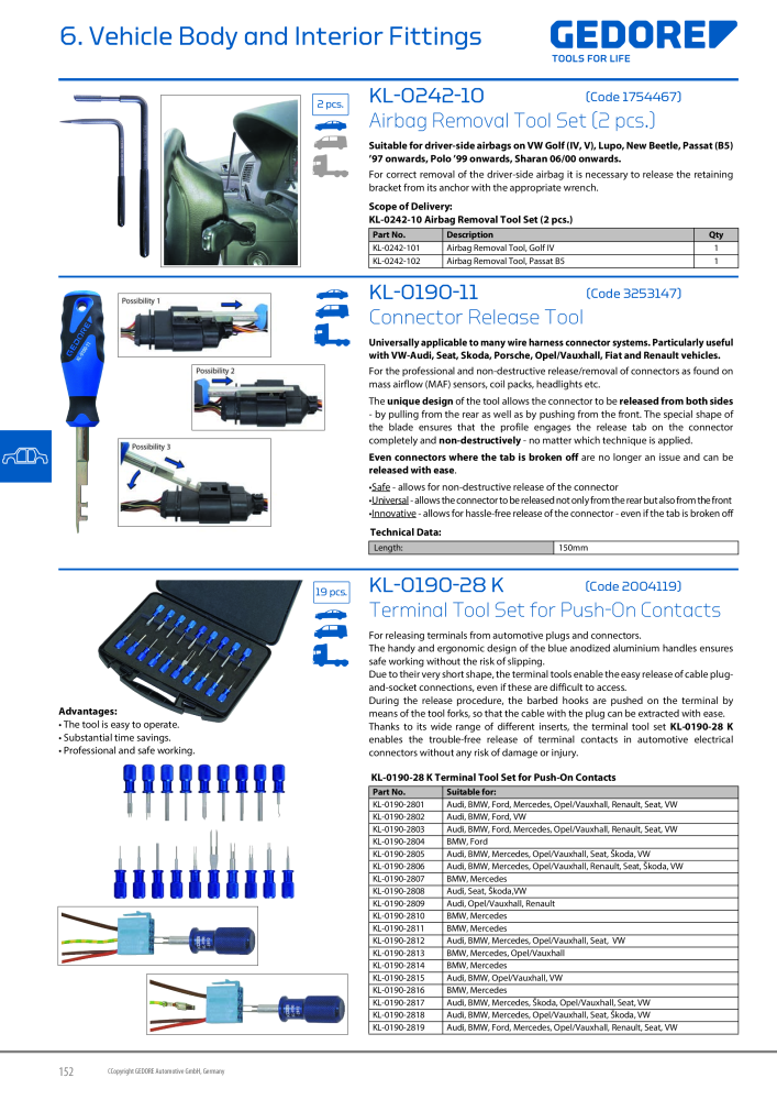 Gedore Specialty tools catalogue NEJ.: 20811 - Sida 152