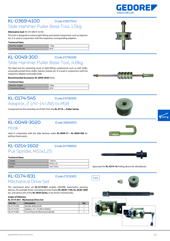 Gedore Specialty tools catalogue Nº: 20811 - Página 157