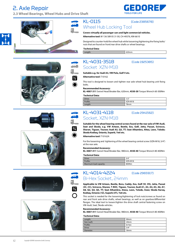 Gedore Specialty tools catalogue NO.: 20811 - Page 62