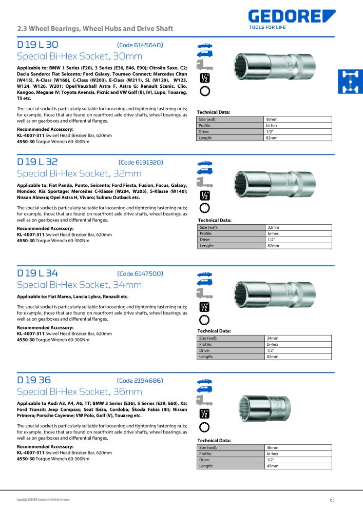 Gedore Specialty tools catalogue NR.: 20811 - Strona 63