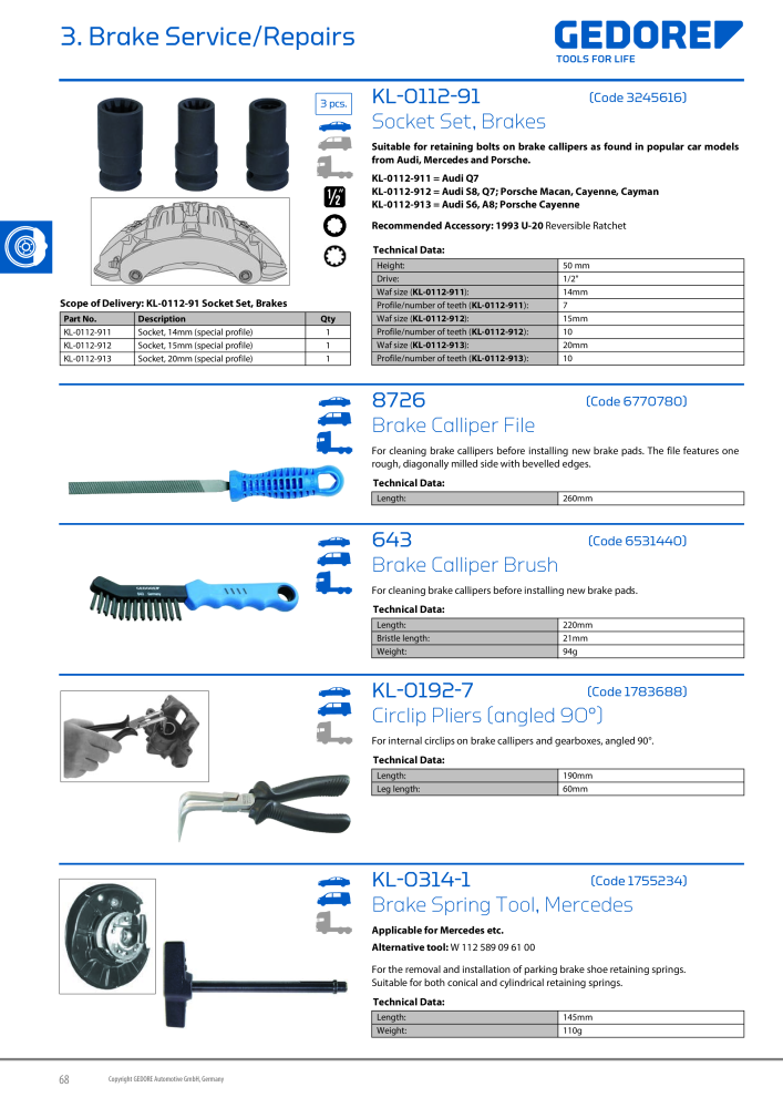 Gedore Specialty tools catalogue Nº: 20811 - Página 68