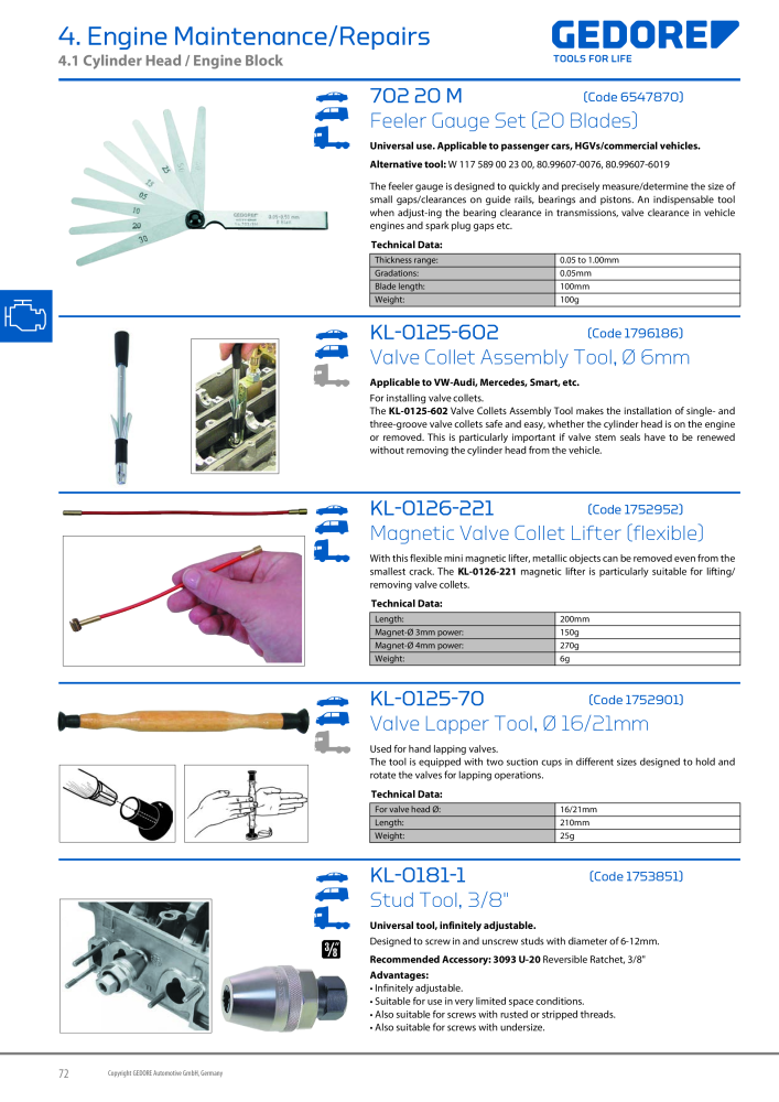 Gedore Specialty tools catalogue NR.: 20811 - Strona 72