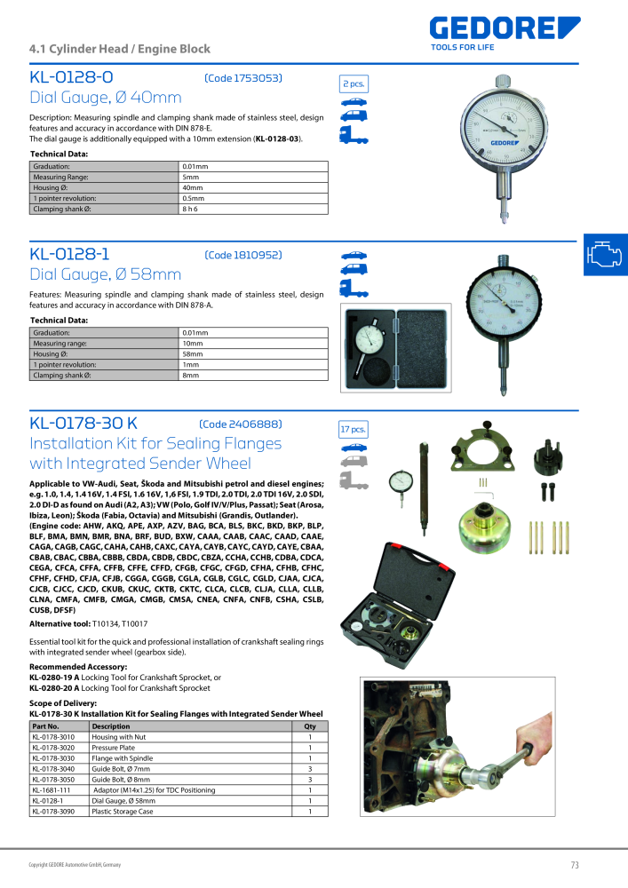 Gedore Specialty tools catalogue NO.: 20811 - Page 73