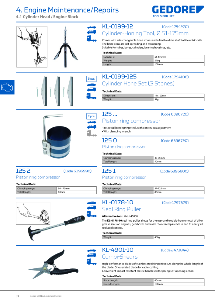 Gedore Specialty tools catalogue NO.: 20811 - Page 74