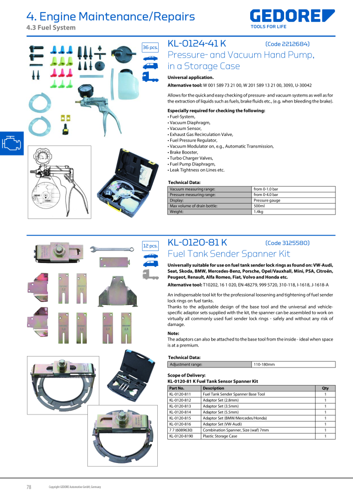 Gedore Specialty tools catalogue NR.: 20811 - Strona 78