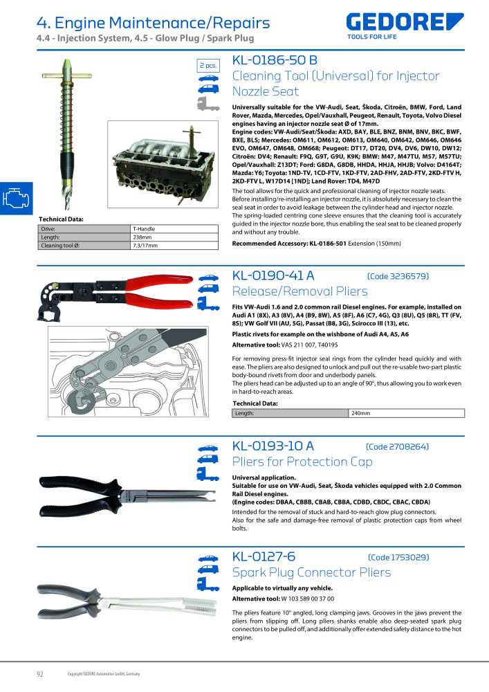 Gedore Specialty tools catalogue Nº: 20811 - Página 92