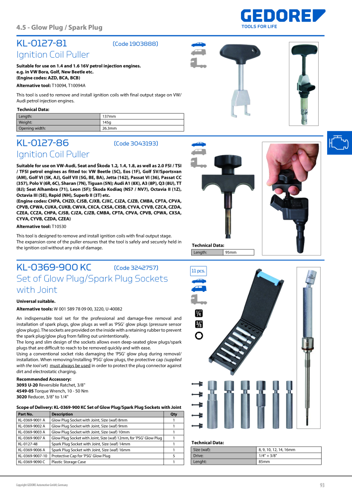 Gedore Specialty tools catalogue Nº: 20811 - Página 93