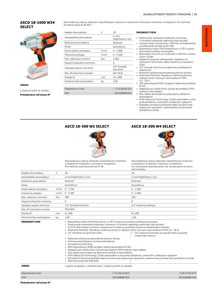 FEIN Katalóg elektrického náradia Č. 20818 - Strana 47